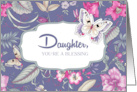 Happy Birthday card for Daughter. Floral Pattern and Butterfly card