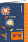 For Brother on Father’s Day Modern Denim Pattern and Flowers card