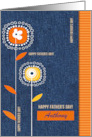 Happy Father’s Day Denim Pattern and Flowers Custom Name card