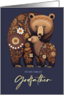 For Godfather on Father’s Day Cute Bear and His Cub Folk Art card