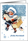 Feliz Navidad. Spanish Christmas card. Vintage Scene card