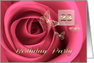 23rd Birthday Party Invitation. Romantic Rose and Butterflies card