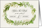 Save the Date for the Wedding. Watercolor Leaf Wreath design card