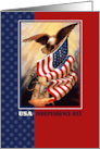Happy 4th od July Vintage Bald Eagle with US Flag card