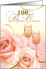 100th Birthday Party Invitation. Pink Roses card