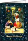 Happy Holidays. Vintage Mice with Christmas Tree card