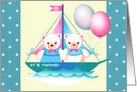 Twins Boy and Girl Adoption Announcement. Teddy Bears card