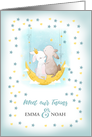 Adopted Twins Boy and Girl Shower Invitation. Cute Bunnies card