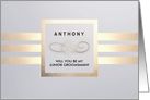 Be my Junior Groomsman. Grey Gold Simple Elegant design card