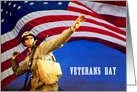 Veterans Day. US Army Soldier with US Flag card
