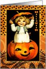 Halloween Card with Vintage kid and Jack o’Lantern card