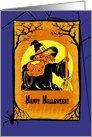 Happy Halloween! Vintage Witch with Jack o’Lantern card