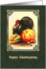 Happy Thanksgiving. Vintage Turkey with Pumpkin and Corns card