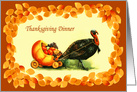 Thanksgiving Dinner Invitation. Vintage Turkey with Pumpkin Design card