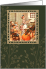 Thanksgiving Dinner Invitation. Vintage Thanksgiving Day Family Scene card