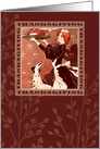 Thanksgiving Dinner Invitation. Vintage Thanksgiving Day Scene card