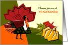 Thanksgiving Dinner Invitation. Turkey and Pumpkins card