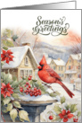 Season’s Greetings Winter Scenery with Red Cardinal card