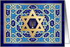 Happy Hanukkah. Star of David and Menorah Design card