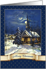 Merry Christmas. Vintage Snow Scene with Church card