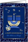 Happy Hanukkah. Menorah and Star of David Cuistomized Card