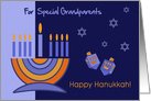 Happy Hanukkah for Grandparents. Menorah and Dreidels card