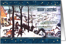 Season’s Greetings. Winter Snow Scene card