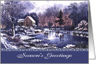Season´s Greetings. Vintage Country Winter Scene card