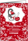 Merry Christmas for Goddaughter. Cute Kitty with Christmas Bauble card