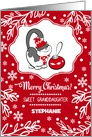 Merry Christmas for Granddaughter. Cute Kitty with Christmas Bauble card