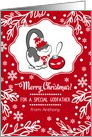 Merry Christmas for Godfather. Cute Kitty with Christmas Bauble card