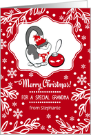 Merry Christmas for Grandmother. Cute Kitty with Christmas Bauble card
