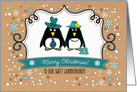 Merry Christmas for Grandchildren. Cute Penguin Couple card