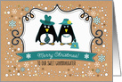 Merry Christmas for Granddaughter. Cute Penguin Couple card