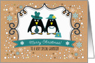 Merry Christmas for Grandson. Cute Penguin Couple card