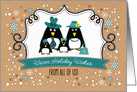 Merry Christmas from All of Us. Cute Penguin Family of 4 card