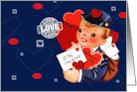 For Life Partner on Valentine’s Day Vintage Little Postman card