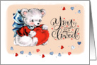 You’re So Loved Vintage Teddy Bear with Red Heart card