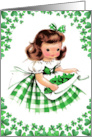 Happy St. Patrick’s Day Vintage Irish Girl with Shamrocks card