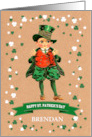 St. Patrick’s Day Greetings. Vintage Irish Boy Custom Name card