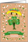 Happy St. Patrick’s Day Vintage Little Irish Girl Custom Name card