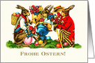 Frohe Ostern. German Easter card. Vintage Easter Bunnies card