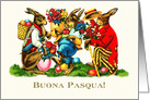 Buona Pasqua. Italian Easter card. Vintage Easter Bunnies card