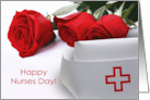 Happy Nurses Day Roses and Vintage Nursing Cap card
