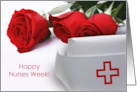 Happy Nurses Week Roses and Vintage Nursing Cap card