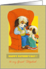 For Stepdad on Father’s Day. Vintage Dog and His Puppy card