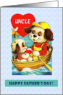 For Uncle on Father’s Day. Cute Vintage Dog and Puppy card