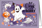 Halloween Costume Party Invitation Fun Ghost Pumpkin Girl Raven card