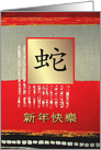 Happy New Year. Year of the Snake Card in Chinese card