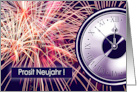 Prosit Neujahr New Year’s Greetings in German Fireworks and Countdown card
